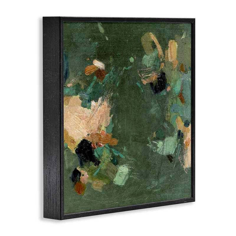Abstrait aux teintes vertes, estampe numérique, conception de Suzanne Nicoll, H 24 po x l 24 po, Giclée encadrée noir minuit