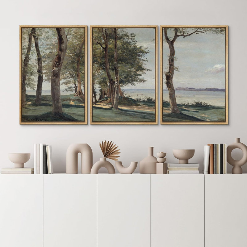 Green Forest, reproduction encadrée sur toile 3 pièces, Naturel, H 36 po x l 24 po x P 1,5 po