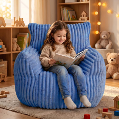 Bean Bag Chair — Plush Faux Fur Memory Foam, Ultra Soft Floor Lounger for Bedroom, Dorm, Playroom & Small Spaces