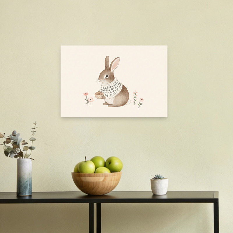 Reproduction d'art mural de lapin de Pâques, H 12 po x l 18 po