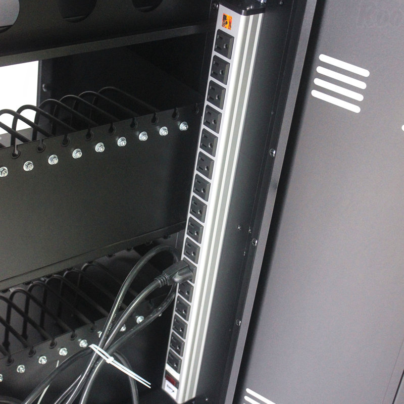 Chariot de charge mobile et armoire de rangement pour tablettes pour ordinateurs portables 30 appareils avec serrure à combinaison - Noir