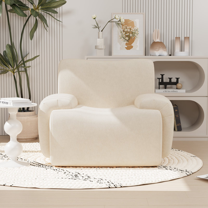 42" W Foam-Filled Upholstered Accent Armchair, Beige