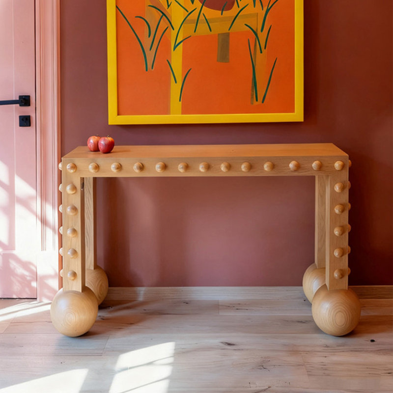 Console en bois de style médiéval, H 35,4 po x l 47,2 po x P 13,7 po, Brun