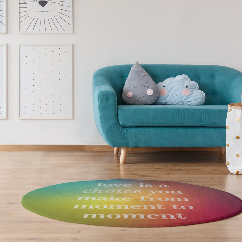Tapis en polyester multicolore love is a choice quote, Rond 5 pi