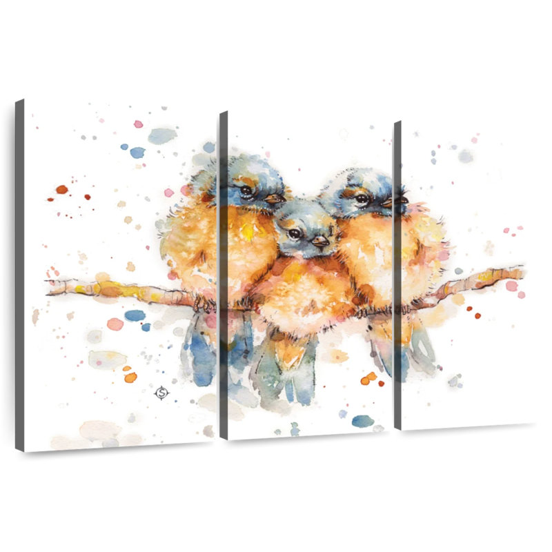 Petits oiseaux bleus, H 32 po x l 50 po
