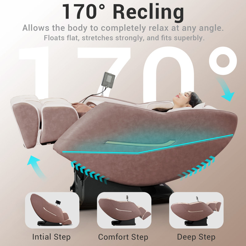 2026 Fauteuil de massage 3D M1620, fauteuil de massage inclinable Shiatsu SL-Track flexible avec position zéro gravité à 170 °, bruit blanc, brun