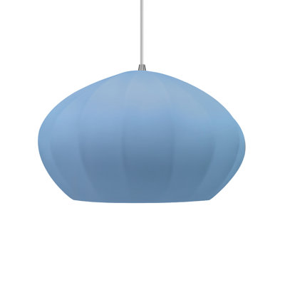 Radiance - Oval Fluted 1-Light Pendant - Sky Blue - Brushed Nickel - Dedicated LED - White Cord