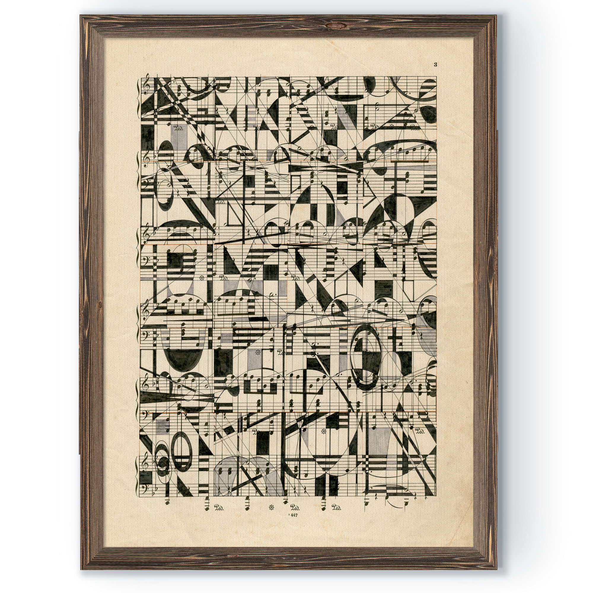 Graphic Notes by Paul Cezanne, Espresso Framed Canvas, 44" H x 32" W x 1.25" D