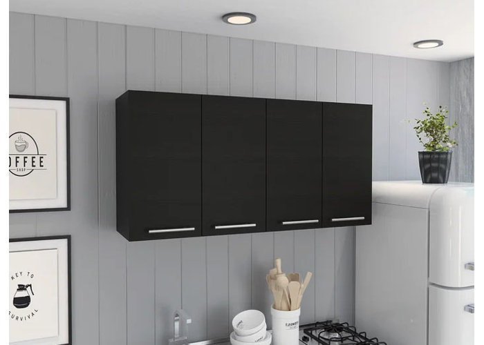 wallpaper behind cabinets