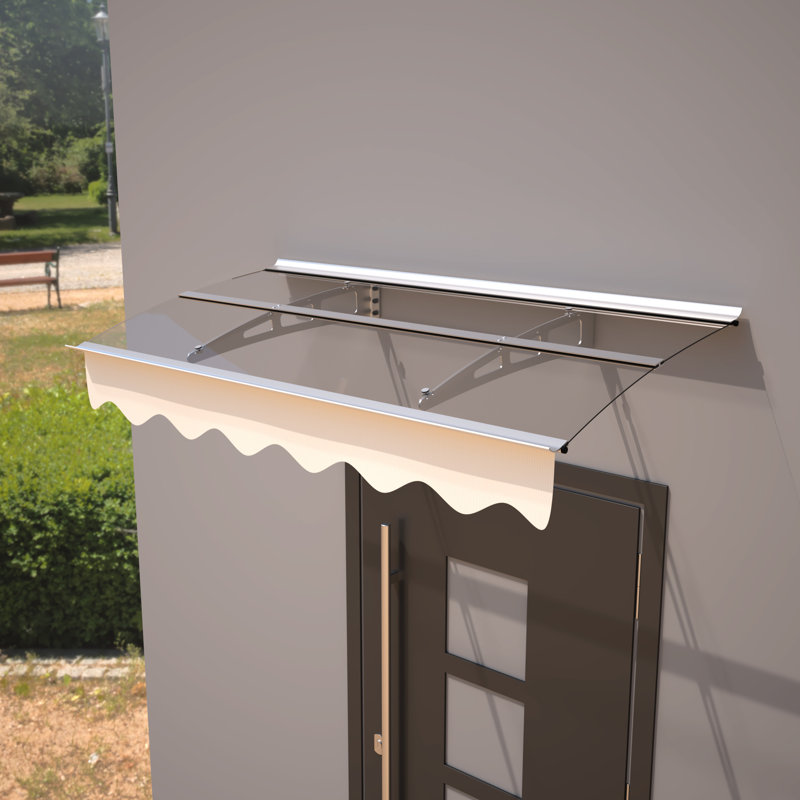 Auvent pour fenêtre 59 po x 34 po - Polycarbonate avec cantonnières en aluminium et chaleur et résistance