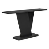 Mirod Console Table With Natural Wood Veneer,V-Base Design For Classic Versatility ,Perfect For Displaying Your Favorite Items, Easy Assembly