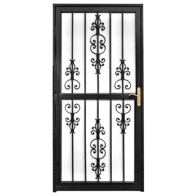 Porte de sécurité en acier gris de luxe Grisham, porte de tempête en fer 36 × 80 pouces