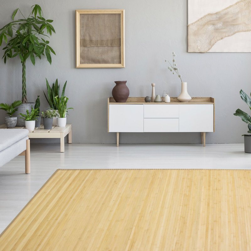 Oval Sarramea Solid Colour Bamboo Slat / Seagrass Hand Woven Area Rug, Rectangular 160 x 230cm
