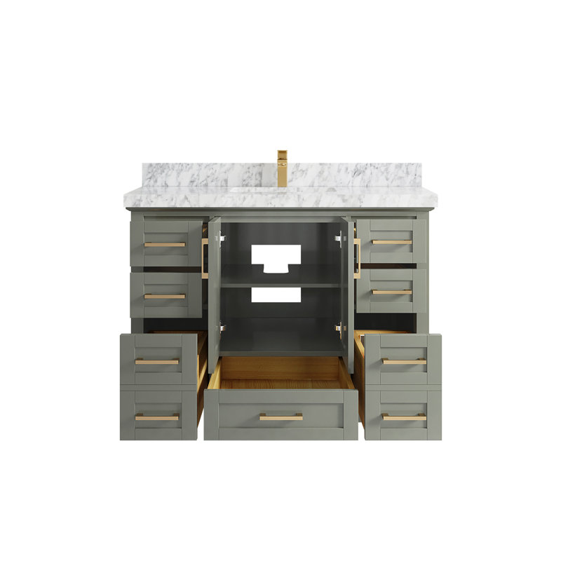 Ensemble de meuble-lavabo simple 48 po Esin, Marbre de Carrare