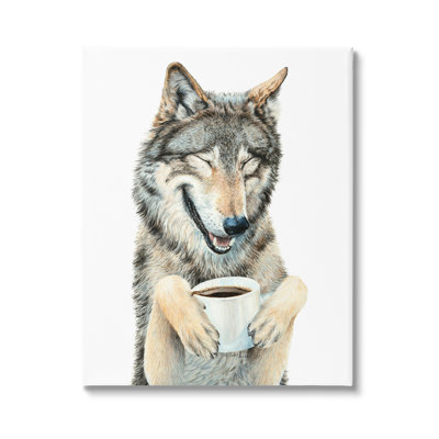«Laughing Wolf with Coffee», art mural par Holly Siment