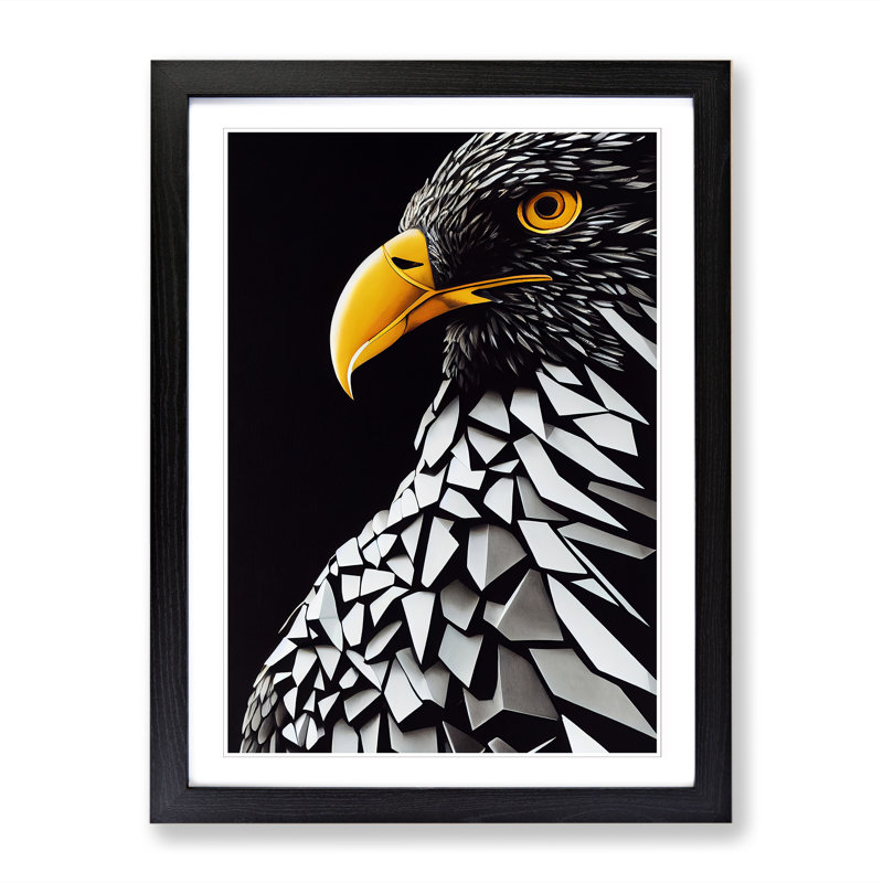 Smashed Eagle - Single Picture Frame Print, Black, 64cm H x 46cm W x 2cm D