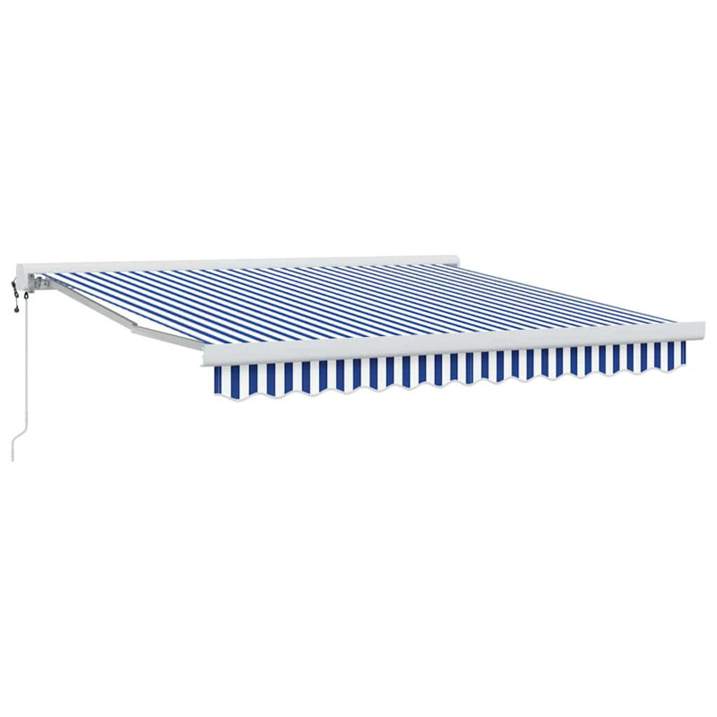 Ebern Designs Fabric Cover Retractable Patio Awning, Blue;White Striped, 300cm H x 250cm W