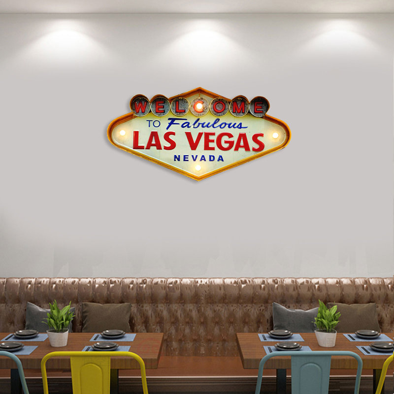 Sign With LED Metal Vintage For Kitchen Bar Decorationlas Vegas Welcome Neon Without Remote Control