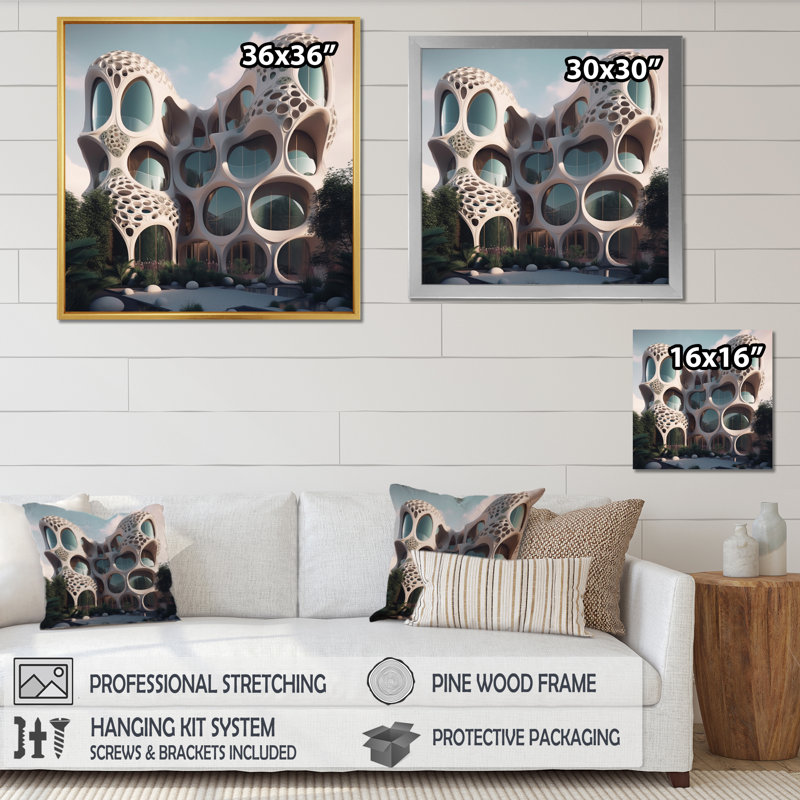 «Organic Architectural Flow I», reproduction sur toile, Cadre simple blanc, H 36 po x l 36 po x P 1,5 po