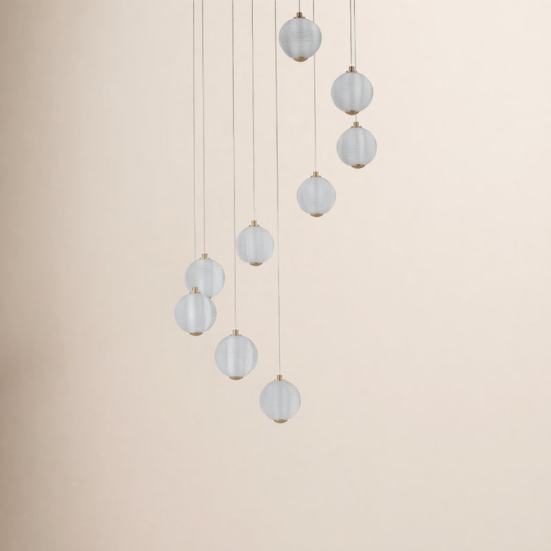 Luminaire suspendu à DEL 9 lumières Alicano, Or