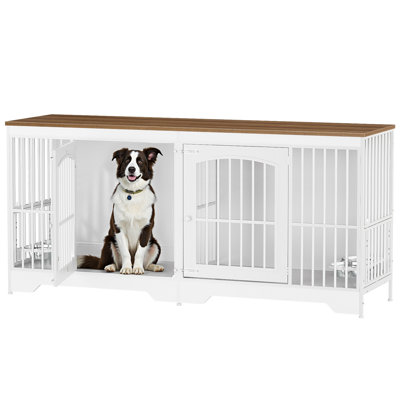 74.8” Dog Crate Furniture for 2 Dogs