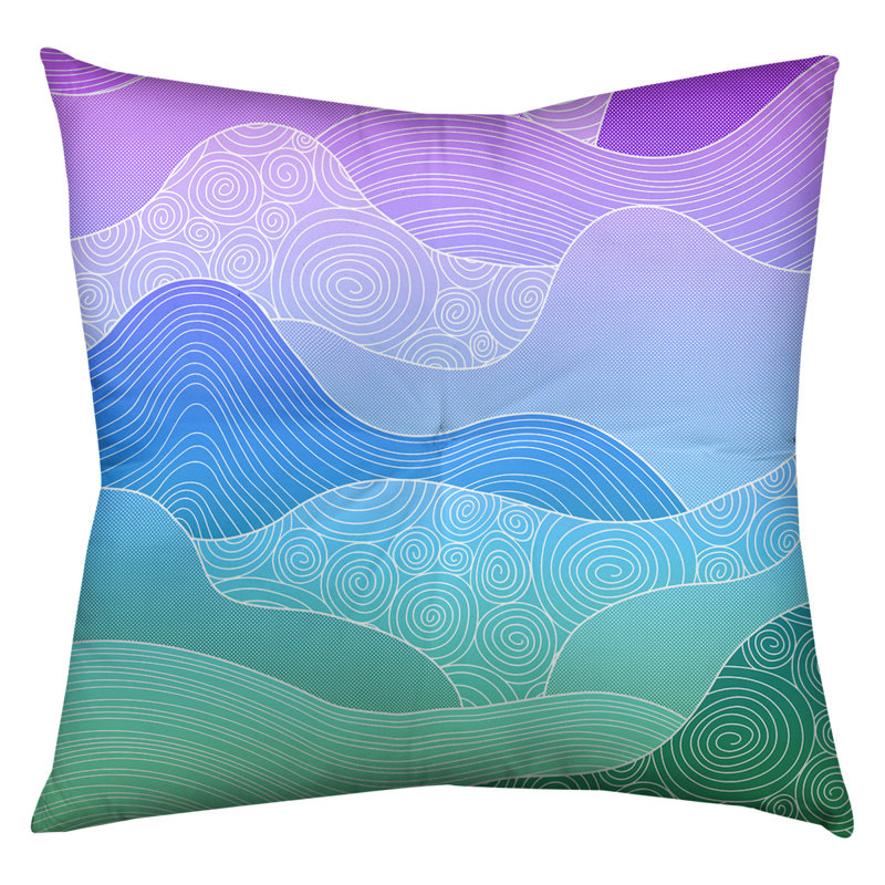 Coussin décoratif Katelyn Elizabeth, 26 x 26, Bleu / Vert / Mauve