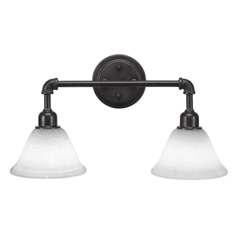 Éclairage pour meuble-lavabo 2 lumières rétro Rutha, Granite noir, Mousseline blanche