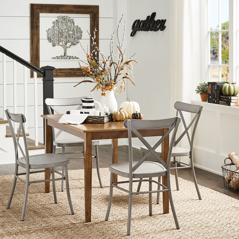 Aliha 4 - Person Four Leg Dining Set, Antique Gray