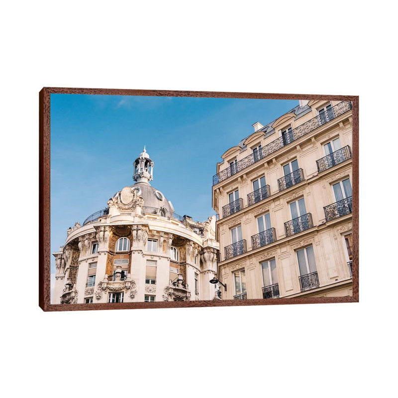 Paris Architecture IV by Bethany Young - Print on Canvas, 101.6cm H x 152.4cm W x 3.81cm D, Classic Brown Wood Framed