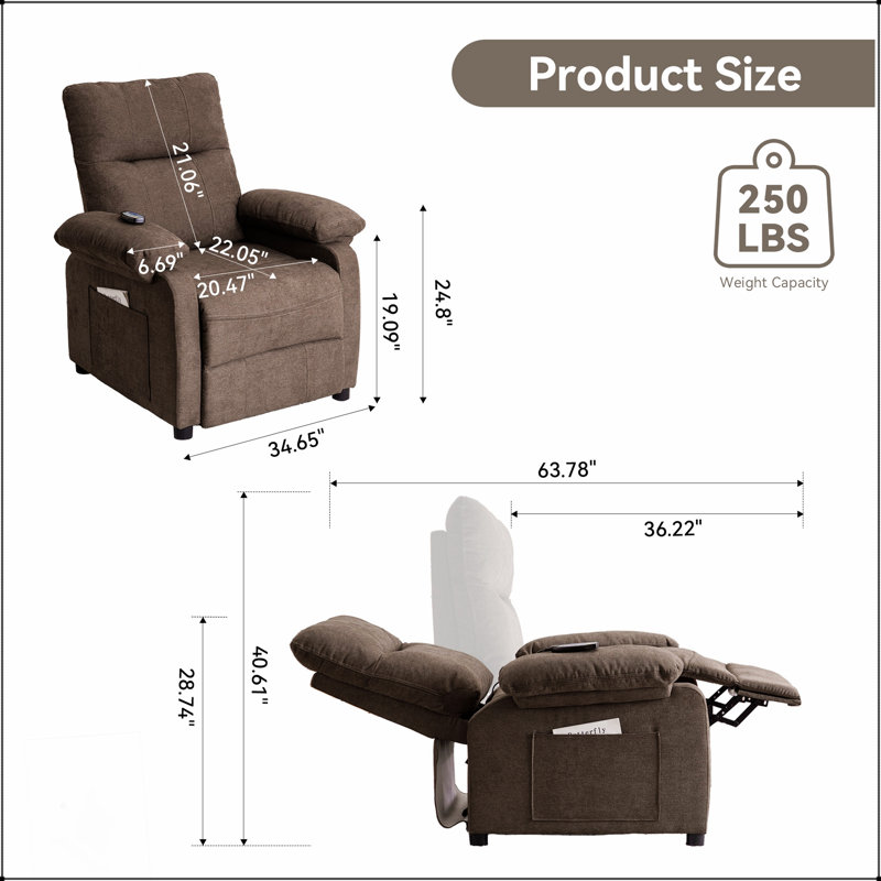 Elegant 160° Recliner Chair For Elderly With 8-Point Massage, Heating, And Plush Chenille Fabric For Ultimate Comfort And Relaxation
