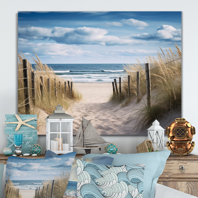 Tranquility Path To Dune Beach I - Nautique et plage, art mural en métal, H 12 po x l 20 po