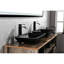 Lavabo de salle de bain en verre noir mat 22 po x l 14 po. Robinet et bonde escamotable. Look classique. Pour rouiller la corrosion. Un ensemble de lavabo. 4 po. Comprend un style élégant. Facile à nettoyer. Ensemble complet