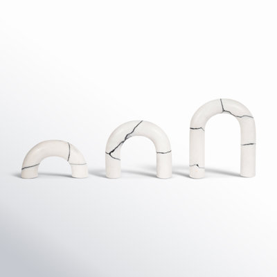 5 and 7 and 8" Reaka White Marble Arches, 10"H, Set of 3 - 8" x 2" x 10"
