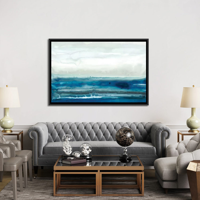 " Lake Country II " by Renée Stramel, Black Framed Canvas, No Mat, 32" H x 48" W x 1.5" D