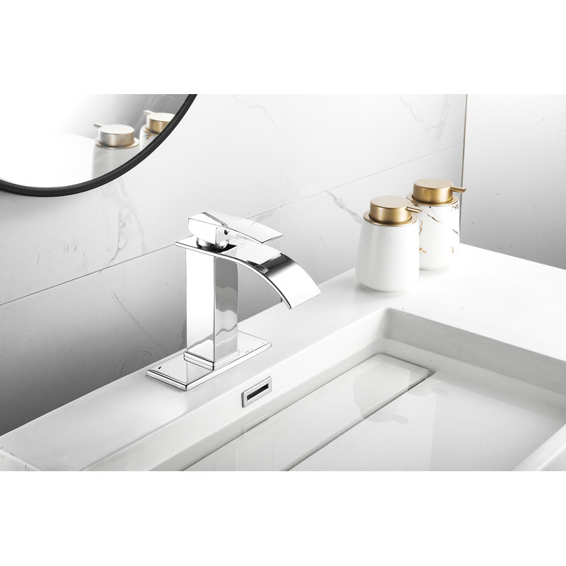 Robinet de lavabo de salle de bain avec ensemble de drain Robinet de salle de bain cascade pour salle de bain à une poignée