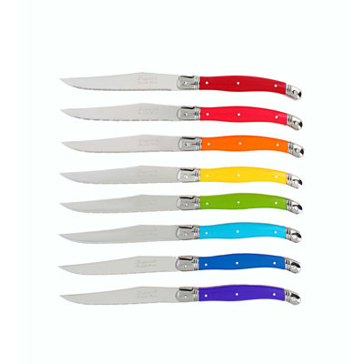 Ensemble de 8 couteaux à steak Laguiole French Home, couleurs arc-en-ciel French Home