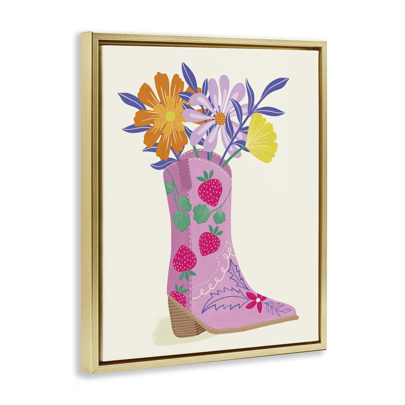Art mural sur toile flottant Strawberry, Cadre flottant métallique doré, H 21 po x l 17 po