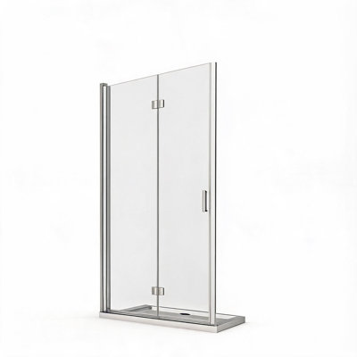 36 inch x 72 inch Chrome Frameless Tempered Glass Bifold Shower Door with Adjustable Pivot Swing