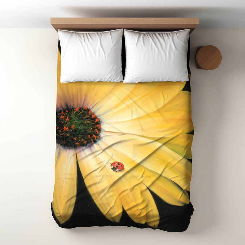 Yellow Daisy & Ladybug Duvet Cover - Botanical Home Decor