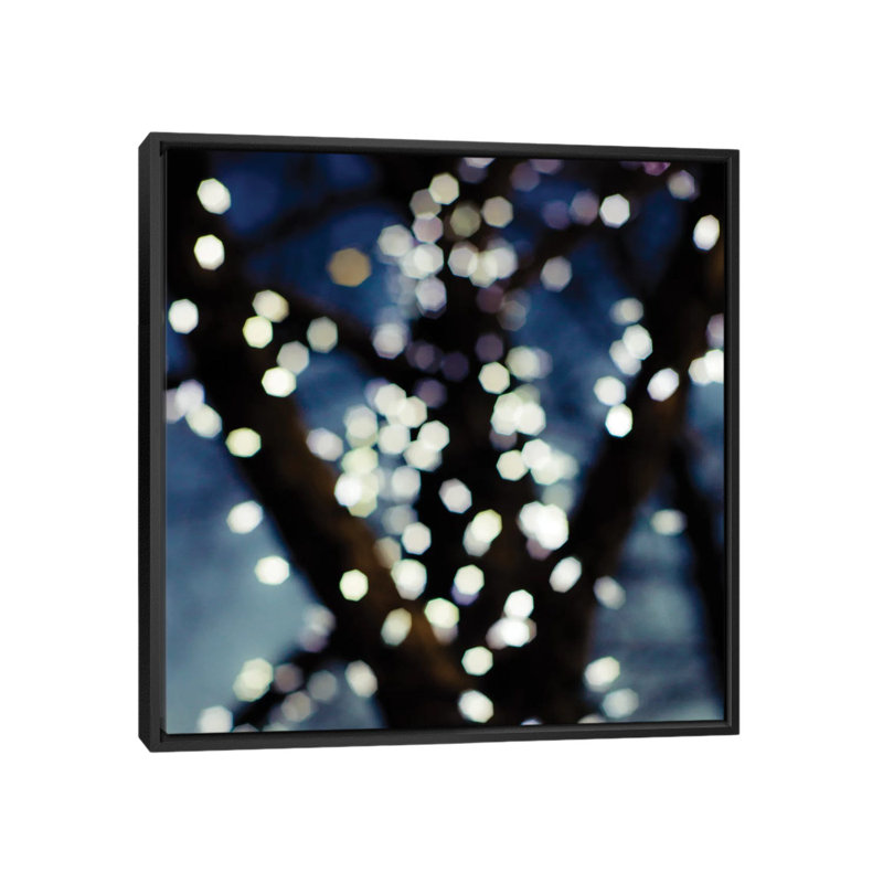 « bokeh blue i », impression sur toile, H 37 po x l 37 po x P 1,5 po, Toile avec cadre flottant noir, Pas de tapis