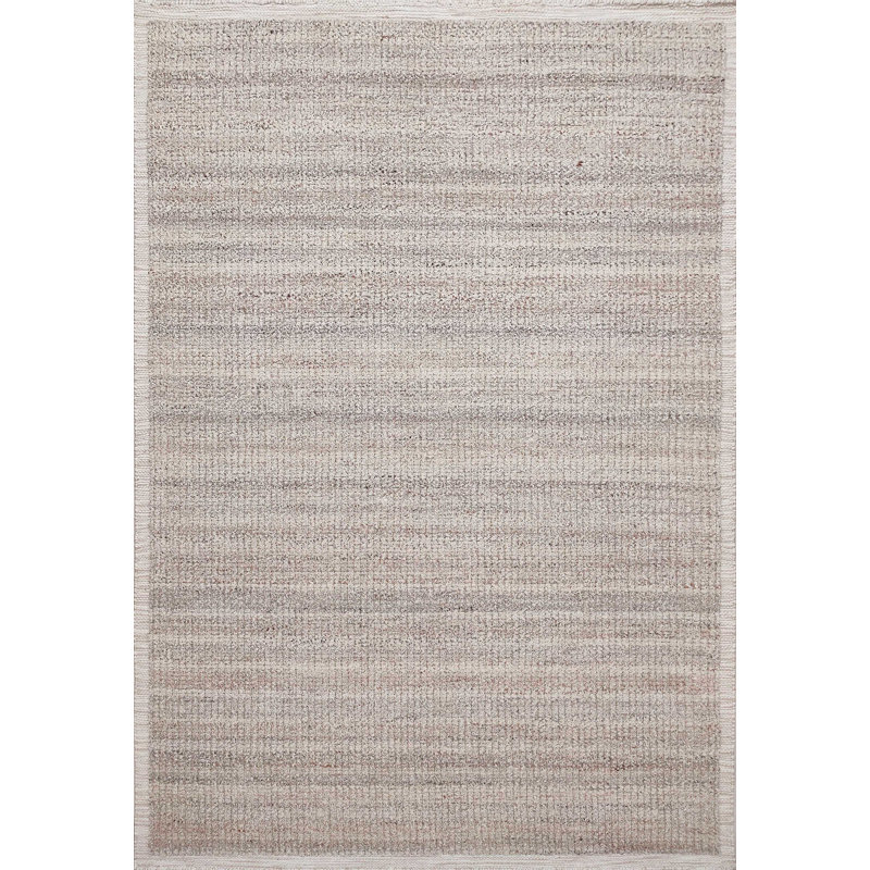 Tapis beige en laine tissé à la main, Rectangle 9 pi x 12 pi