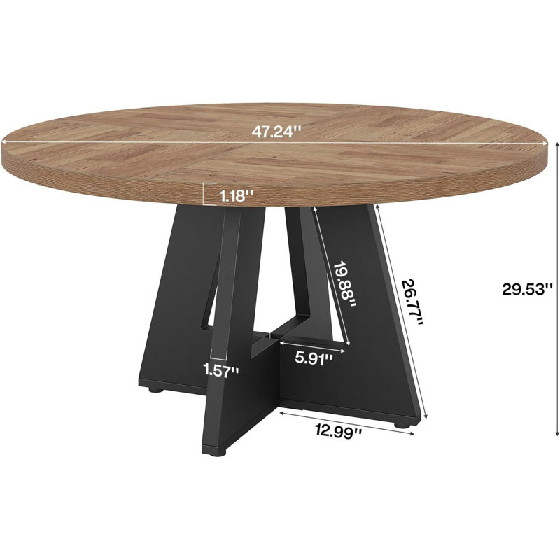 Table de bar ronde, table de conversation, table de salle à manger, table de conférence, table basse en bois, Brun / Noir