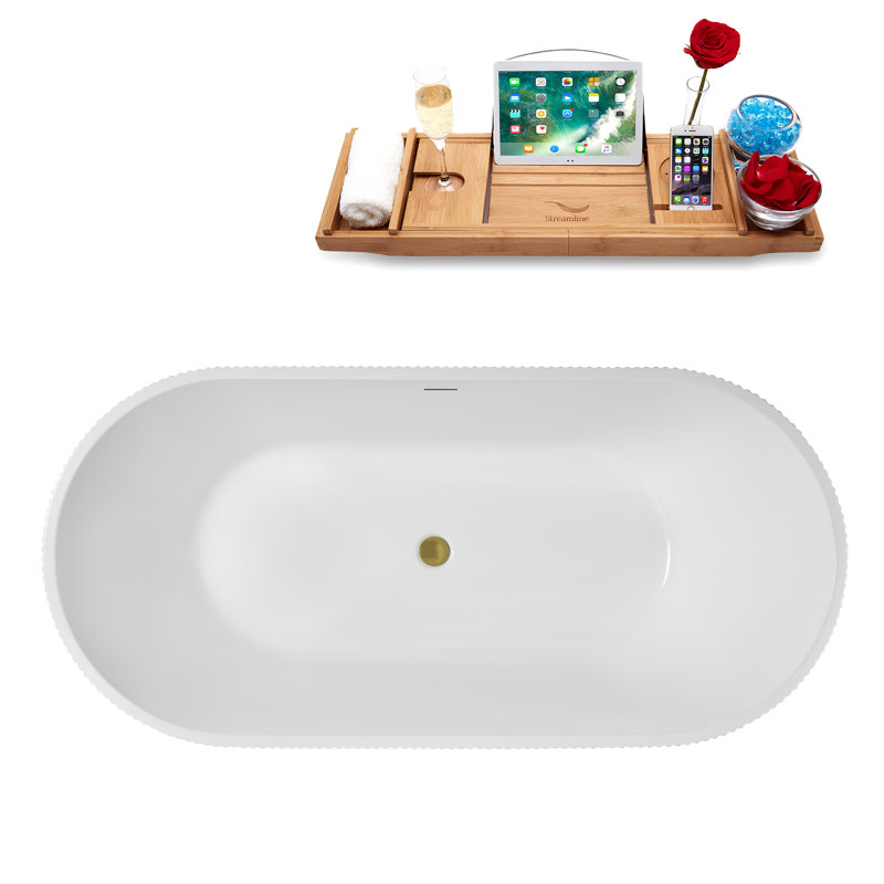 Bac autoportant 67 po avec drain interne Streamline, Or brossé
