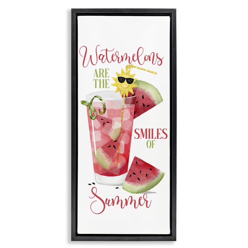  «Summer Watermelon Sentiment» par Deane Beesley, H 25 po x l 11 po, Cadre flottant noir de jais