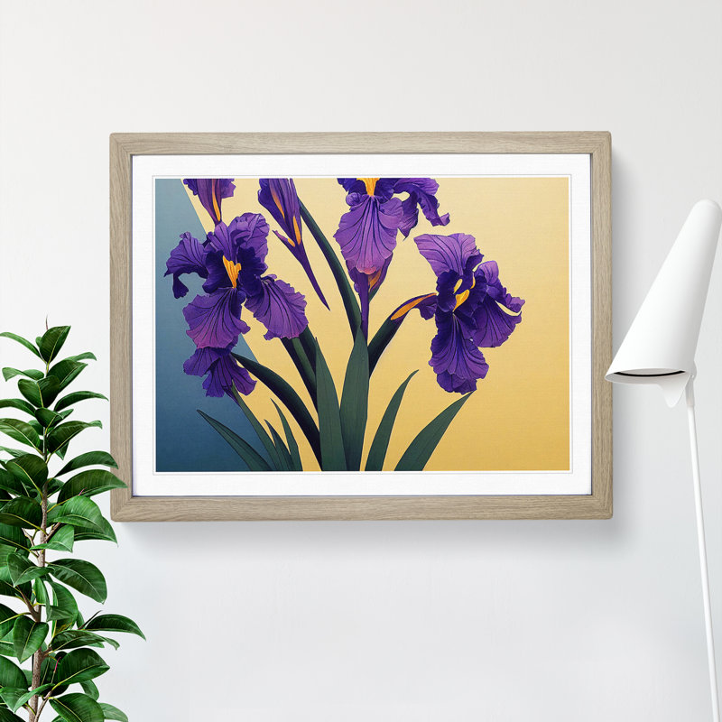 Dazzling Iris Flowers - Single Picture Frame Print, Oak Framed, 25cm H x 34cm W x 2cm D