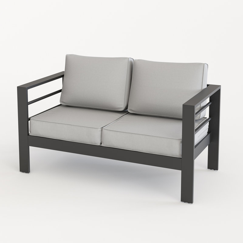 Causeuse d'extérieur en aluminium, Gris, Gris clair
