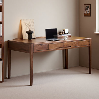 Simple Black Walnut Solid Wood Rectangular Desk