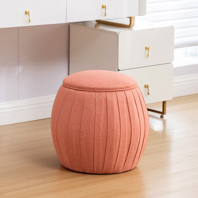 Lingel Round Accent Storage Ottoman, Coral