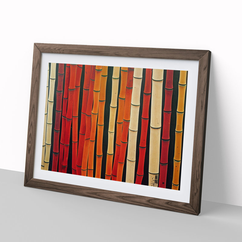 XH1022-8320X Stimulating Abstract Bamboo Forest - Single Picture Frame Print, 46cm H x 64cm W x 2cm D, Walnut