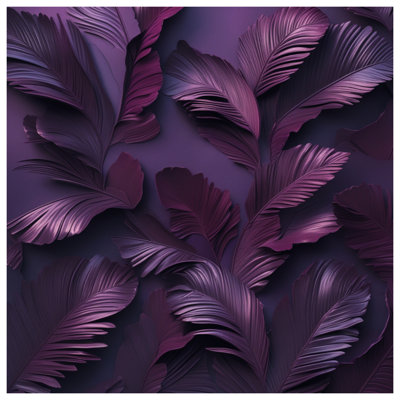 Purple Palm Leaves Bath Mat
